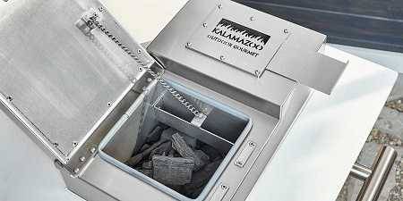Kalamazoo Charcoal Smoker Cabinet Review Shint Steel Box On Kitchen Counter Top A Door Is Open To Show Lump Charcoal
