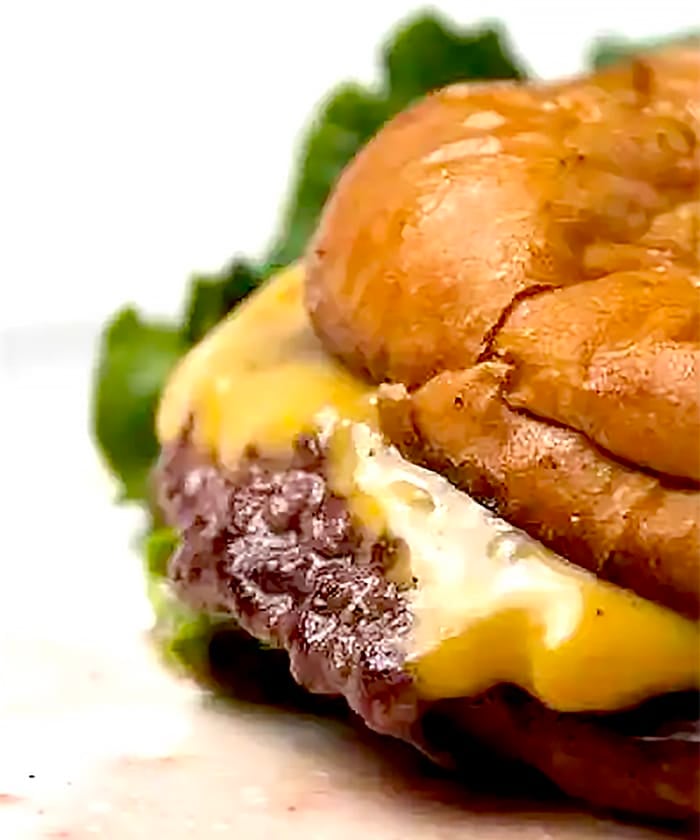 Hamburger with cheese on a bun