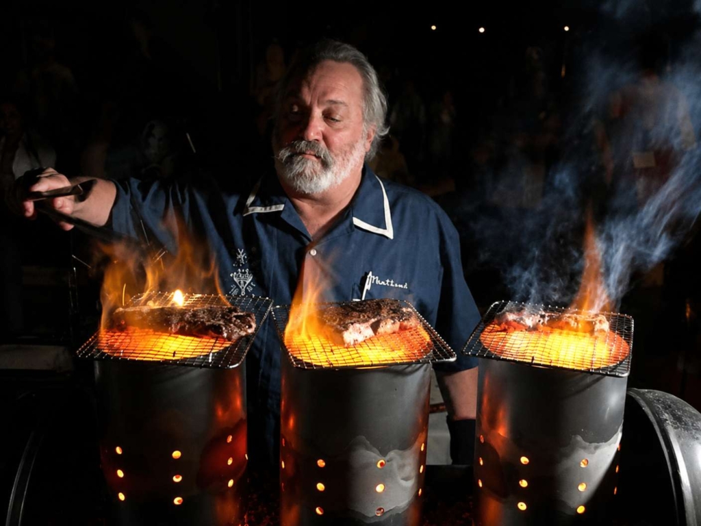 grilling on charcoal chimneys