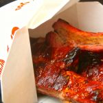 Char siu ribs in takeout container
