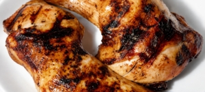 Grilled huli-huli chicken quarters.
