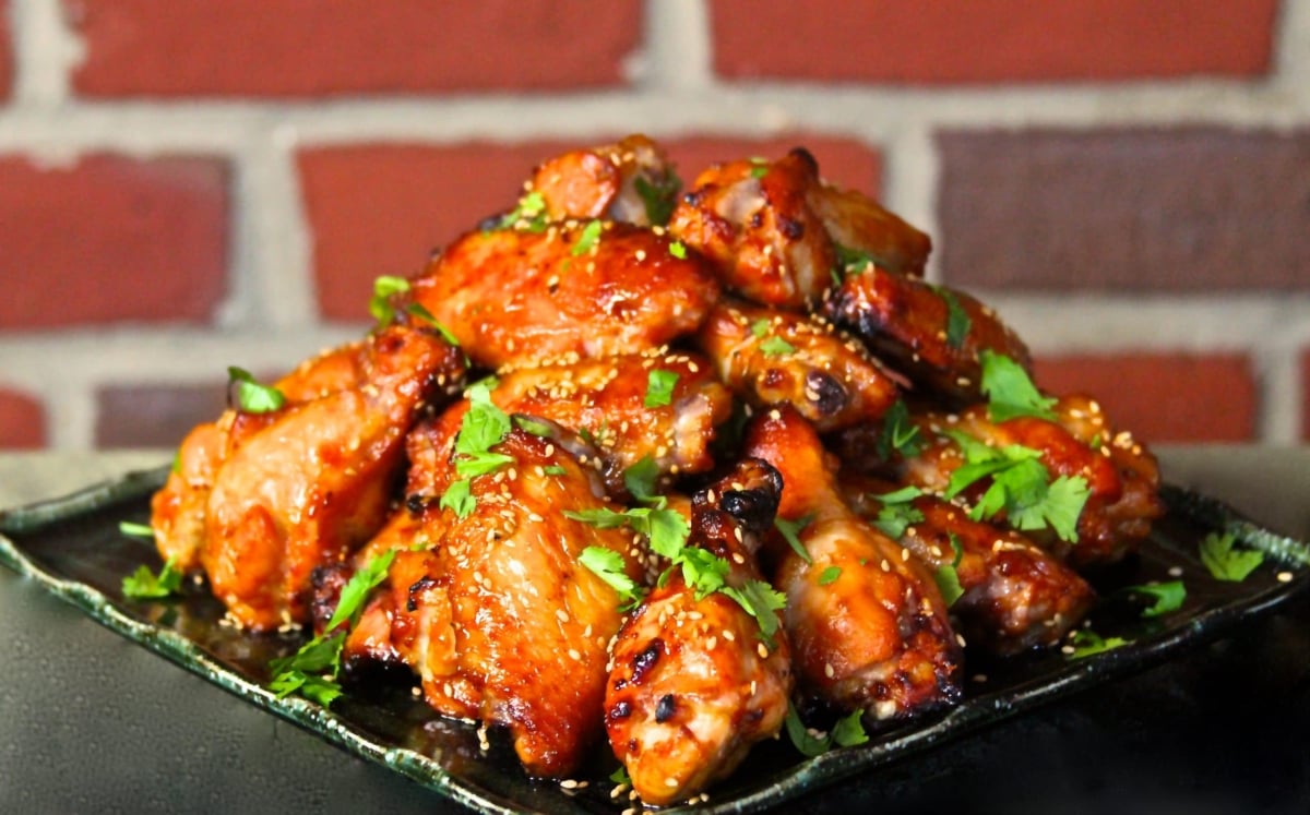 Miso wings on a plate