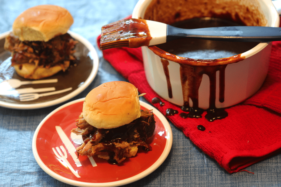 Pot with barbecue sauce