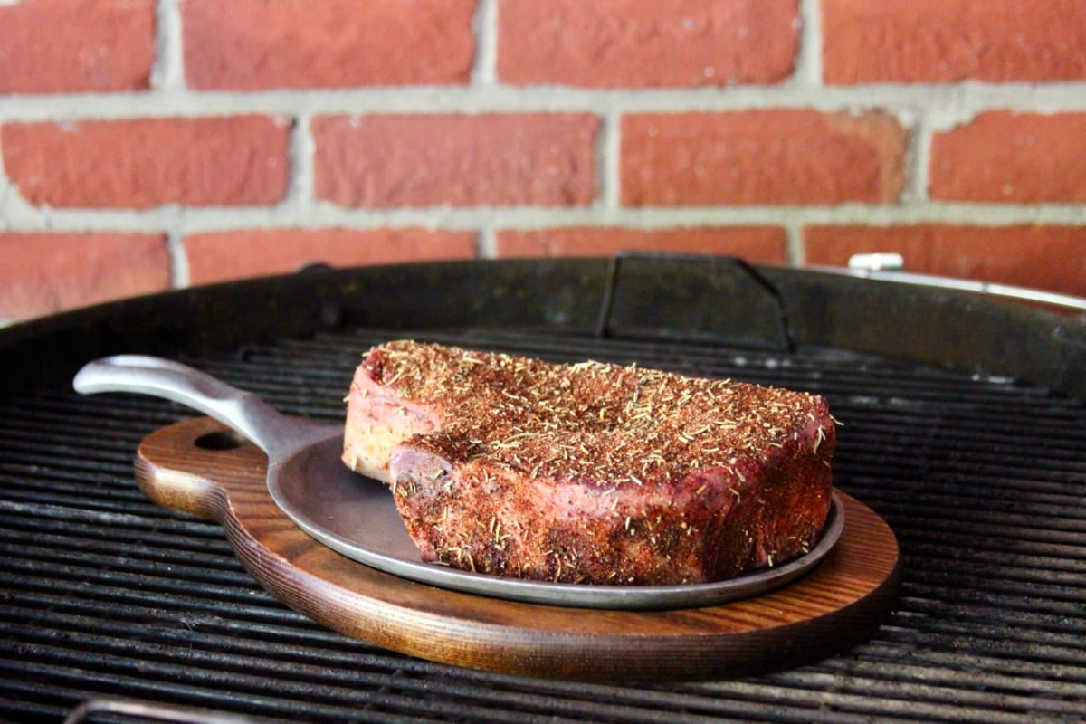 Cow Crust BBQ dry rub on a steak.