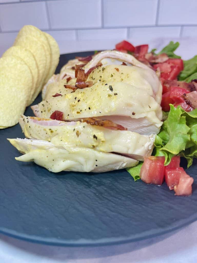 plated stuffed chicken breast.