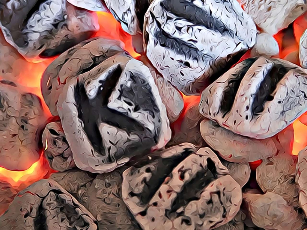 Burning charcoal
