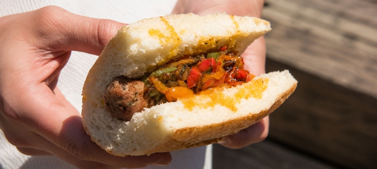 sausage sandwich with grilled peppers