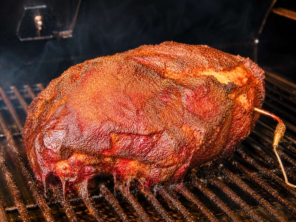 Smoked pork butt on a pellet grill