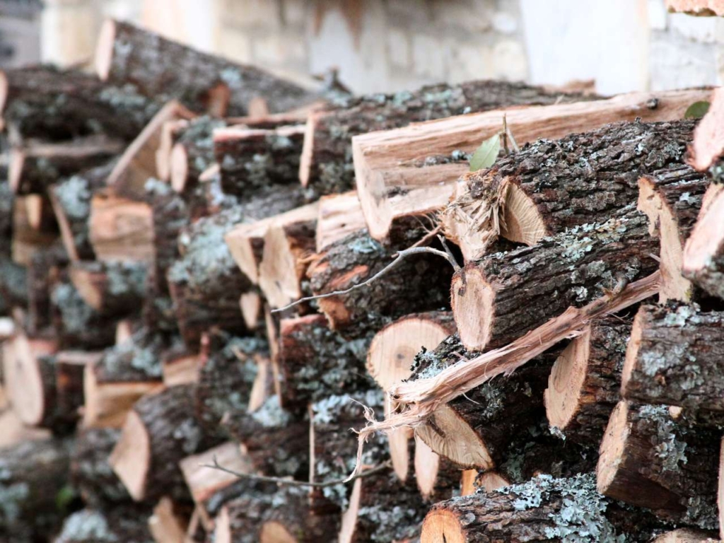 Stacked smoking wood