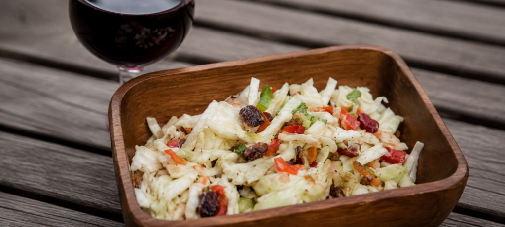Waldorf salad coleslaw in a bowl