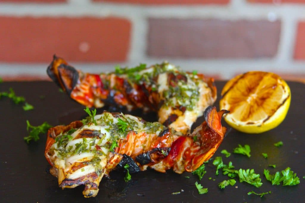 Tender Sous Vide And Grilled Lobster Tail With Chimichurri Butter