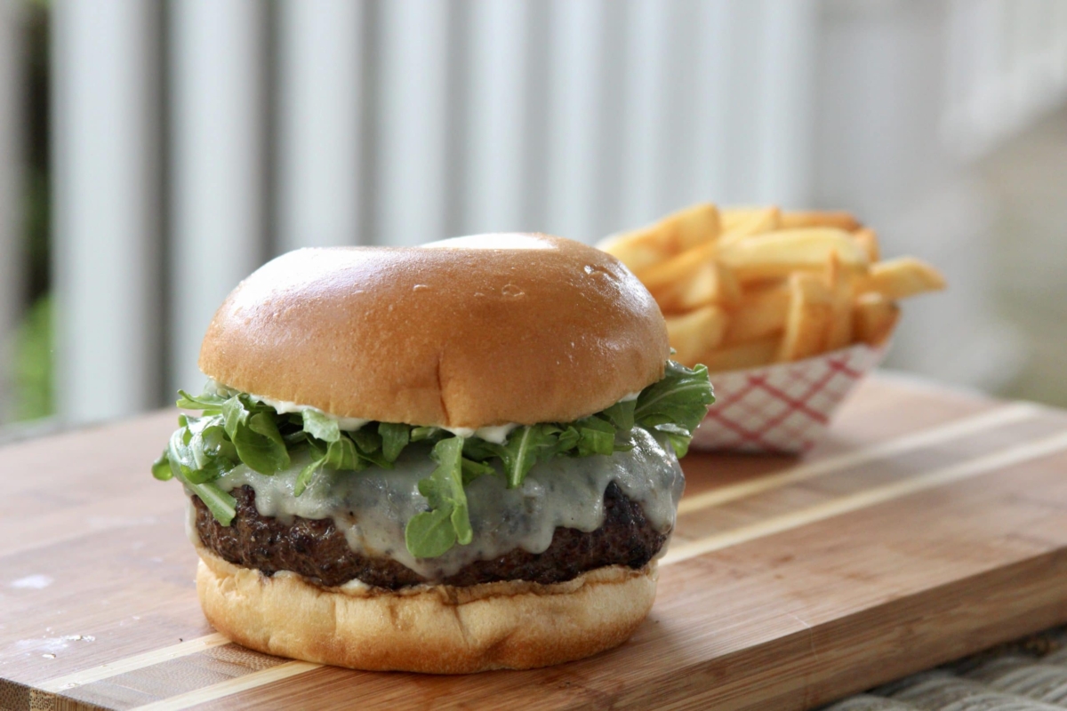 Kangaroo burger with a side of fries