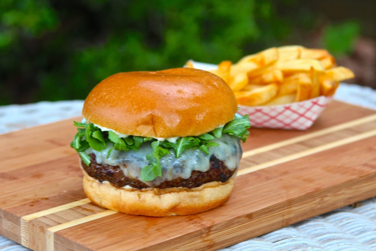 Kangaroo burger with a side of fries