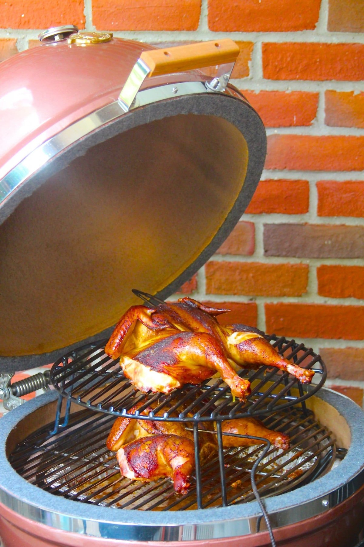 Spatchcocked chicken on the grill