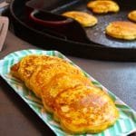 Plated griddle corn cakes