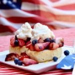Grilled strawberry shortcake with whipped cream