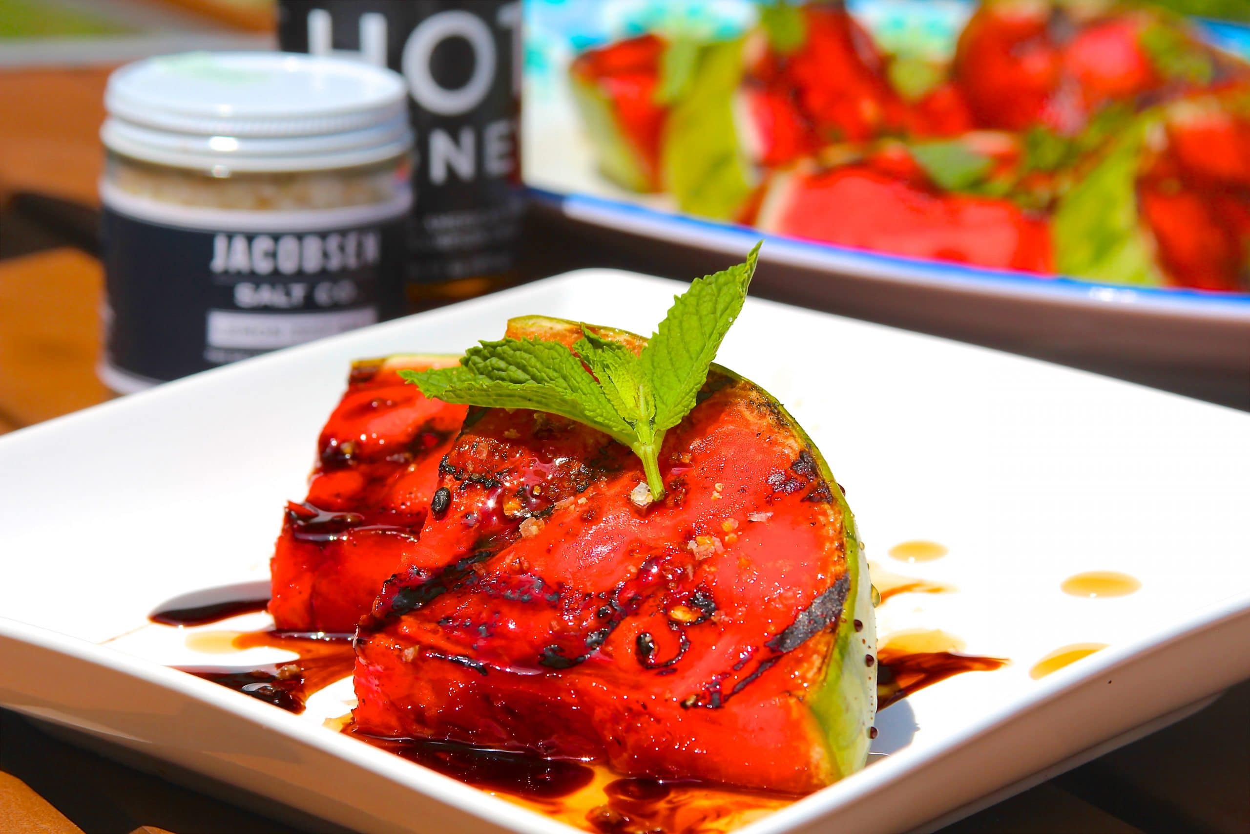 Plated grilled watermelon