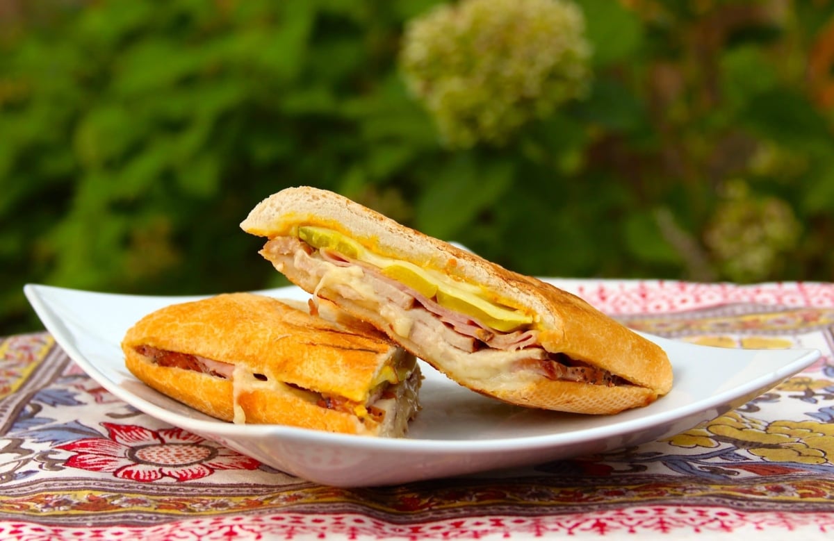 Pork loin Cuban sandwich plated