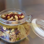 Trail mix in a glass jar