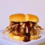 Slow cooker pulled pork sandwich with barbecue sauce