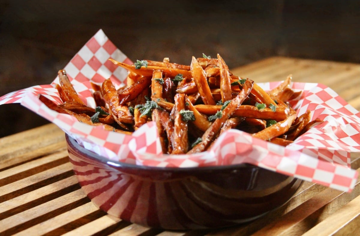Sweet potato fries with spicy honey