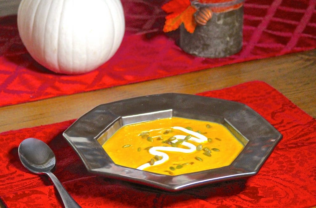 Smoked butternut squash soup in a bowl
