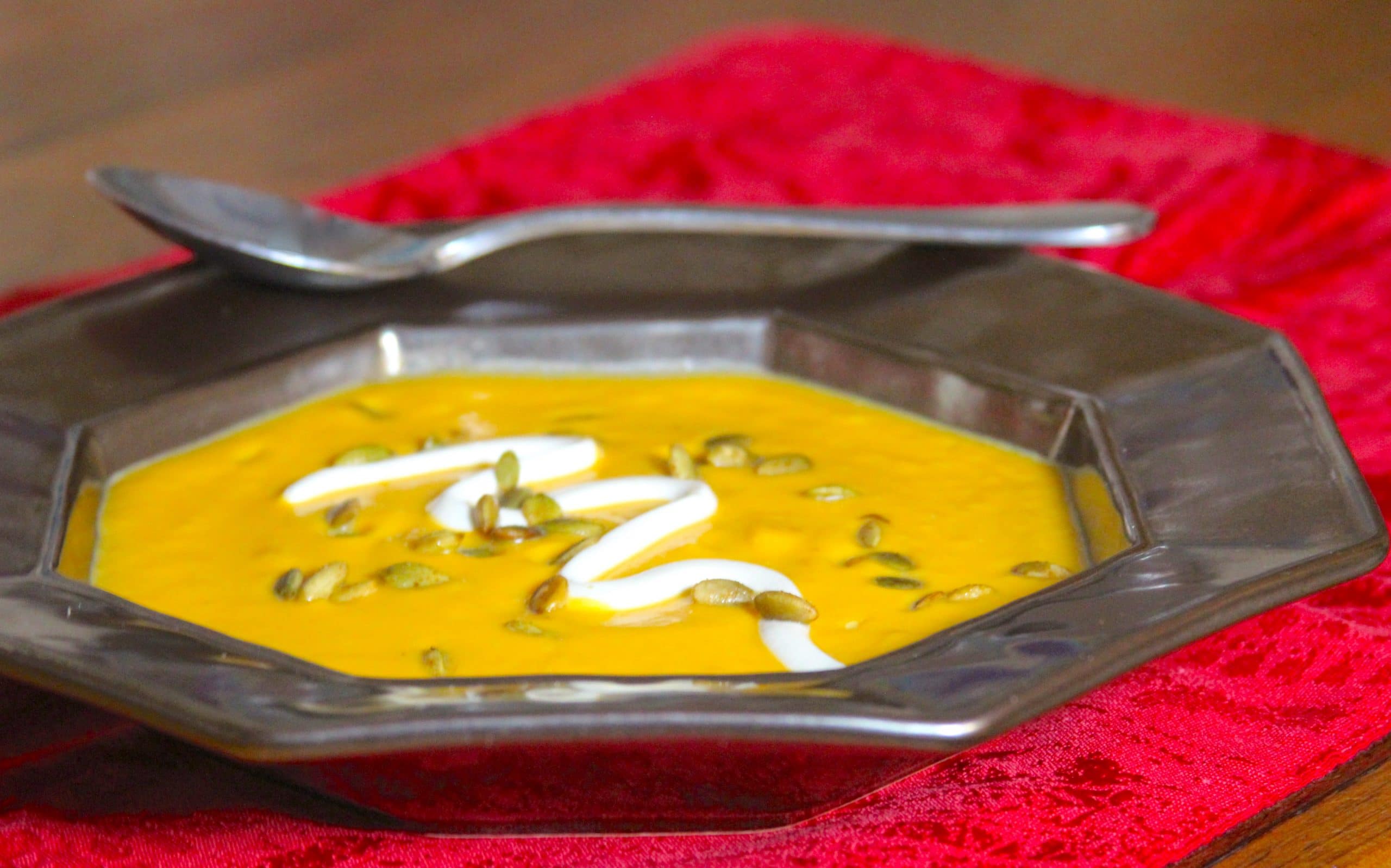 Bowl of smoked butternut squash soup