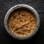 Pastrami dry rub in a circular bowl