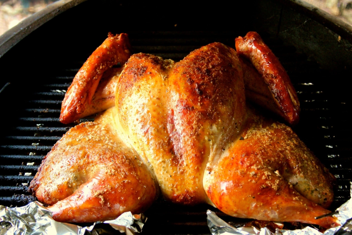 Smoking a spatchcocked turkey