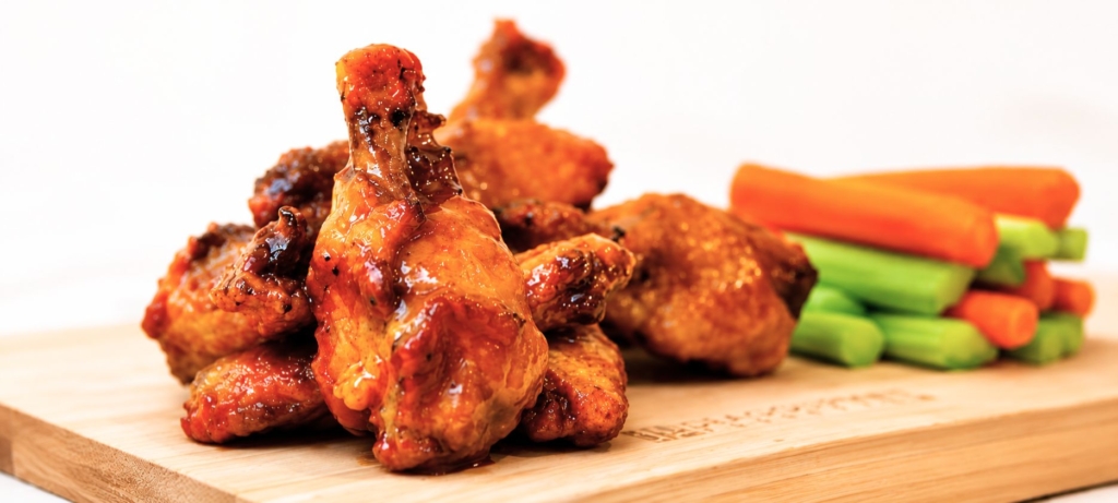 Grilled Buffalo wings on a plate