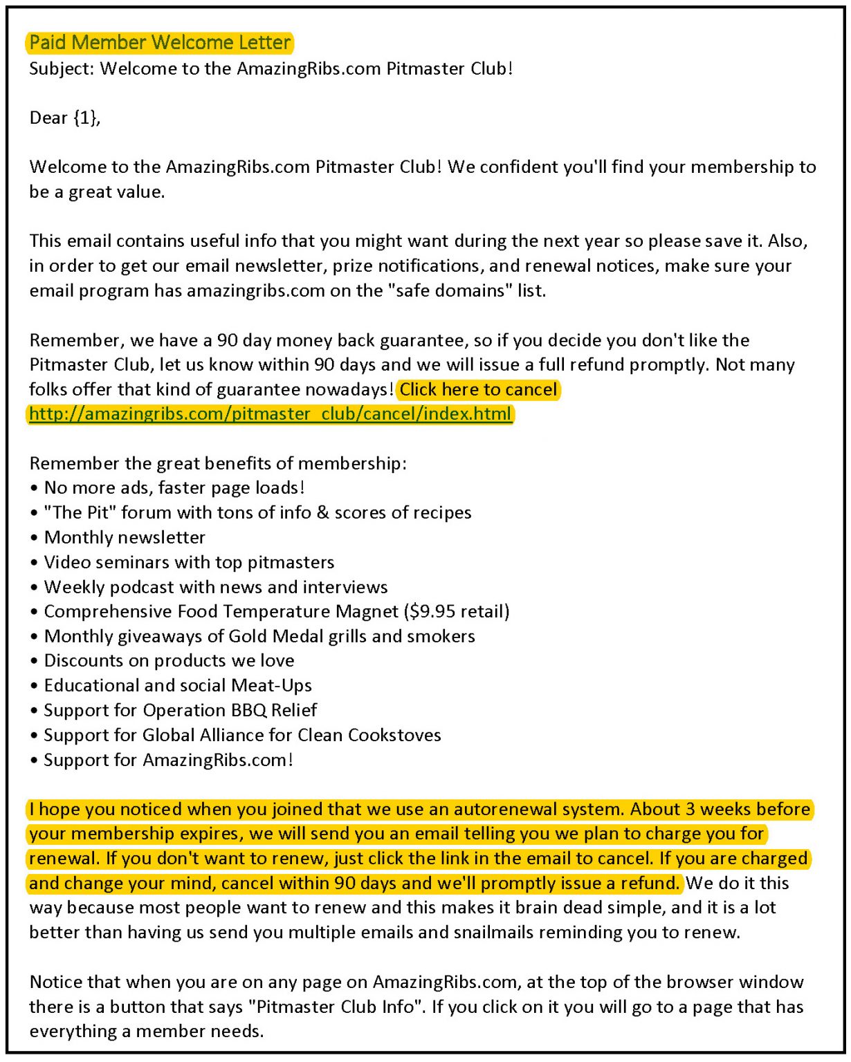 welcome email