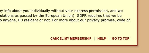 cancel cancel my membership page