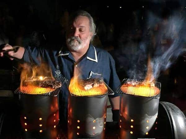 grilling on charcoal chimneys