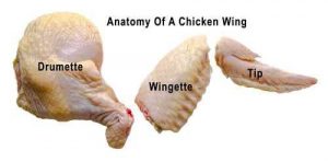 Graphic detailing parts of a whole chicken wing