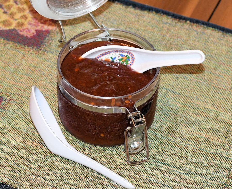 Asian barbecue sauce in a jar