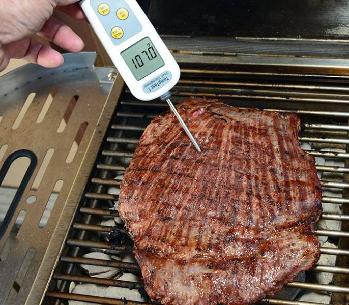 Checking done-ness with an instant-read thermometer