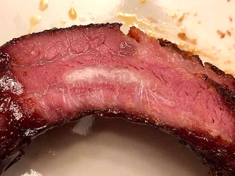 A pork rib in cross section