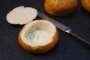 Hollowed out bread bowl
