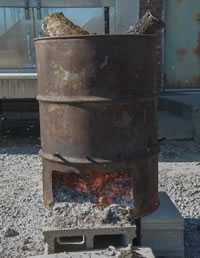 55 gallon drum used as a burn box