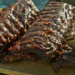 chile chocolate barbecue sauce on ribs