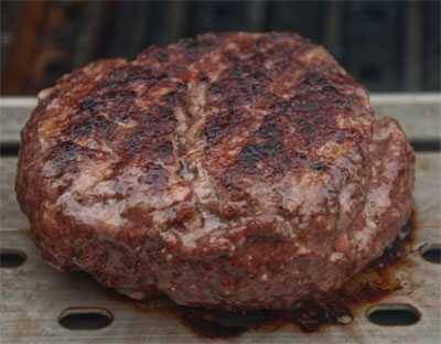 Burger with beautiful brown crust on exterior