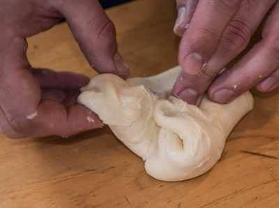 Folding dough by hand