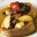 French toasted topped with fresh fruit