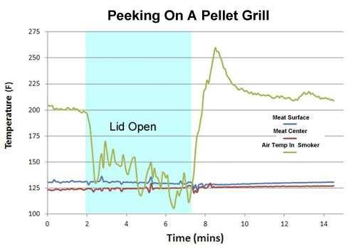 peeking in a pellet grill