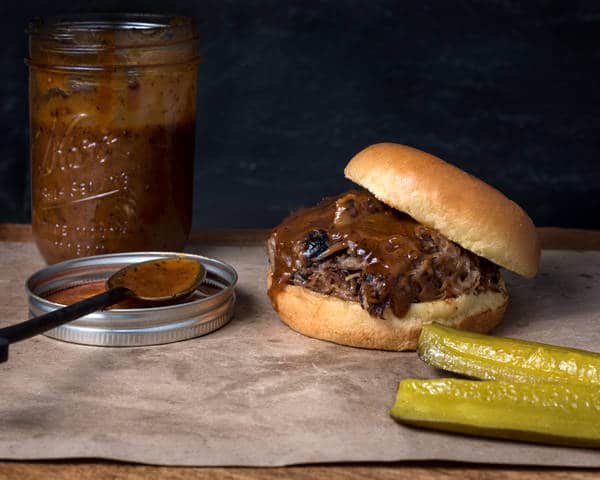 mustard barbecue sauce on burger