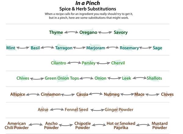 spice and herb substitution chart