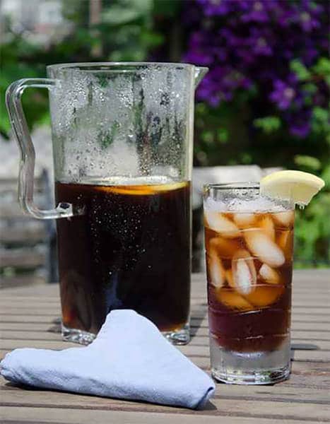 Pitcher and glass of sweet tea