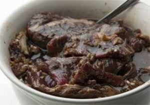 Korean short ribs marinating in a bowl