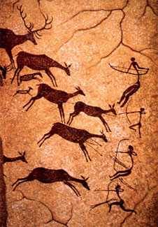 Cave painting of ancient hunters