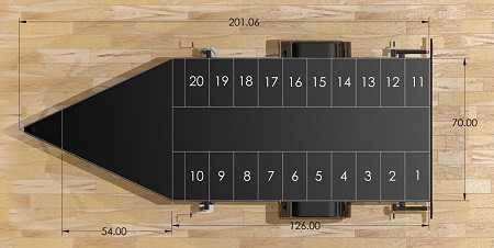 Rocket shaped diagram with a row of boxes on the bottom numbered from 1 to 10 and a corresponding row on top numbered from 11 to 20.